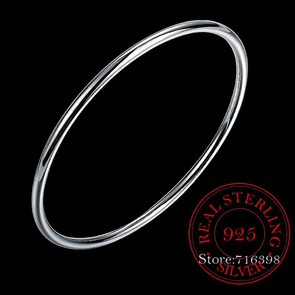 Sterling Silver Thin Minimalist Bangle Stackable Bracelet